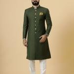 Classic Seaweed Green Achkan for Men | Elegant Ethnic Wear | Jaipurio